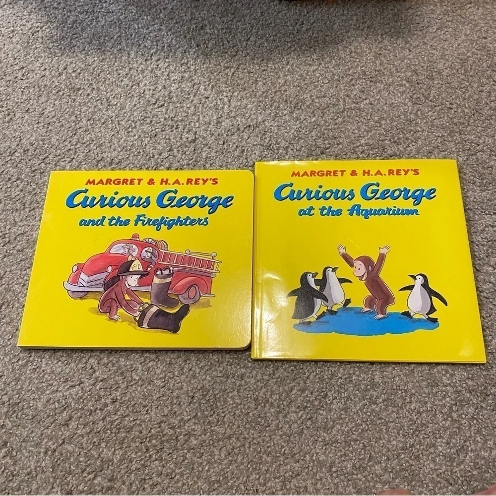 Curious George Hardcover Book Lot Bundle Firefighters Aquarium Penguin Truck